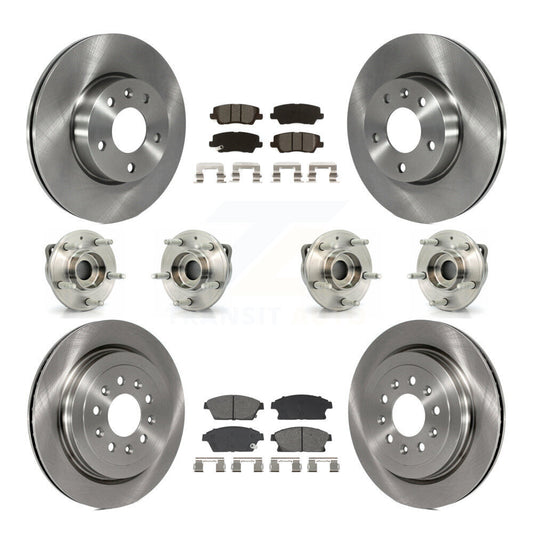 Hub Bearing Brake Rotor Pad Front Rear Kit (10Pc) For 2013-2015 Cadillac ATS AWD