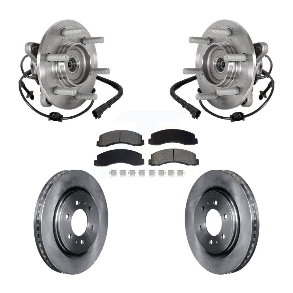 Hub Bearing Brake Rotor Pads Front Kit For Ford Expedition Lincoln Navigator 4WD