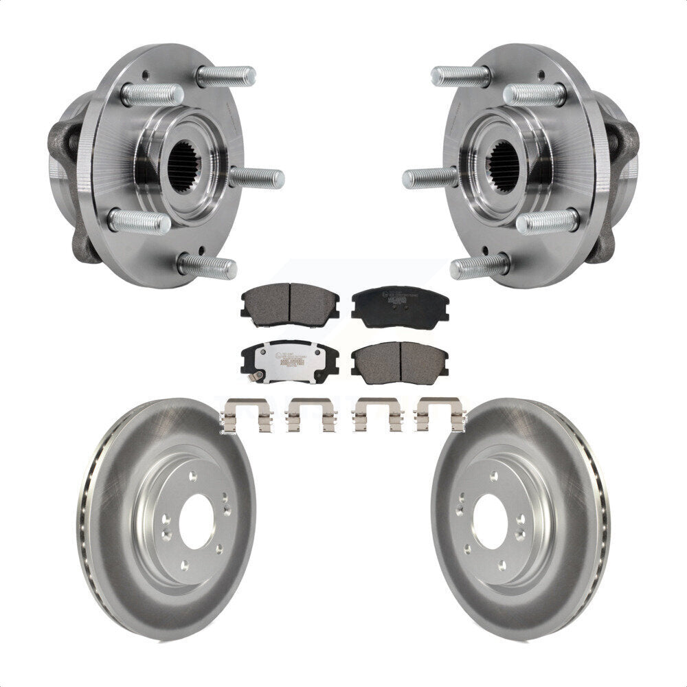 Hub Bearing Assembly Coated Disc Brake Rotors And Pads Front Kit For Kia Soul