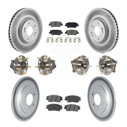 Hub Bearing Coated Disc Brake Rotor & Pad Front Rear Kit (10Pc) For Kia Sportage