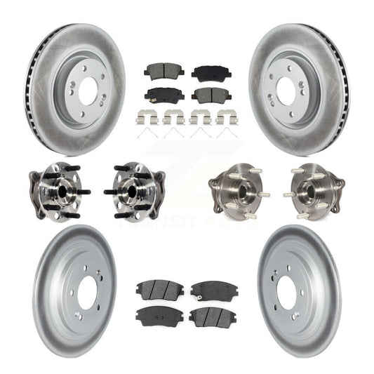 Hub Bearing Coated Disc Brake Rotor & Pad Front Rear Kit (10Pc) For Kia Sportage