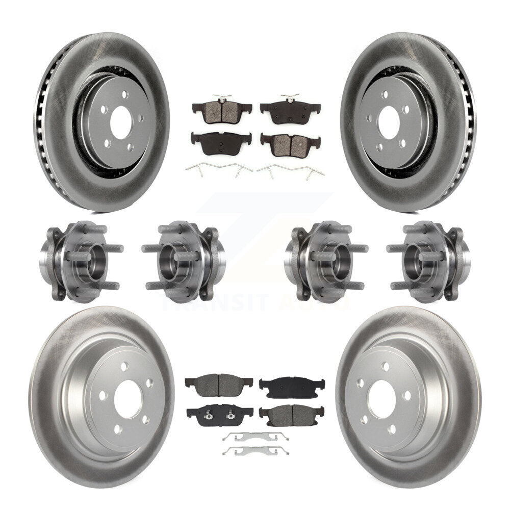 Hub Bearing Coated Brake Rotor Pad Front Rear Kit (10Pc) For Lincoln Continental