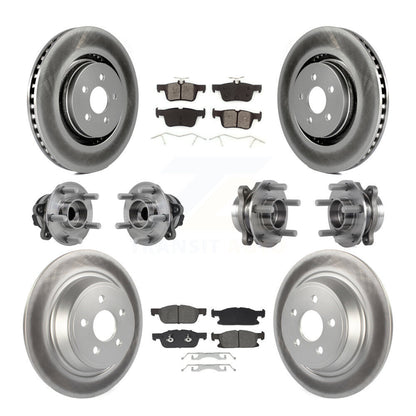 Hub Bearing Coated Brake Rotor Pad Front Rear Kit (10Pc) For Lincoln Continental