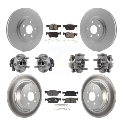 Hub Bearing Coated Brake Rotor Pad Front Rear Kit (10Pc) For Lincoln Continental