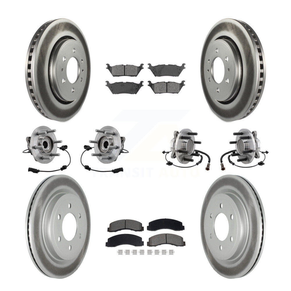Hub Bearing Coated Brake Rotor Pad Front Rear Kit (10Pc) For Ford Expedition RWD