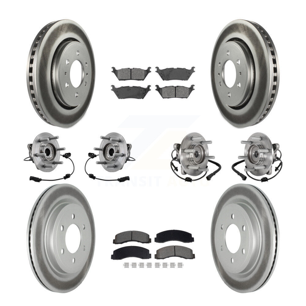 Hub Bearing Coated Brake Rotor Pad Front Rear Kit (10Pc) For Ford Expedition 4WD