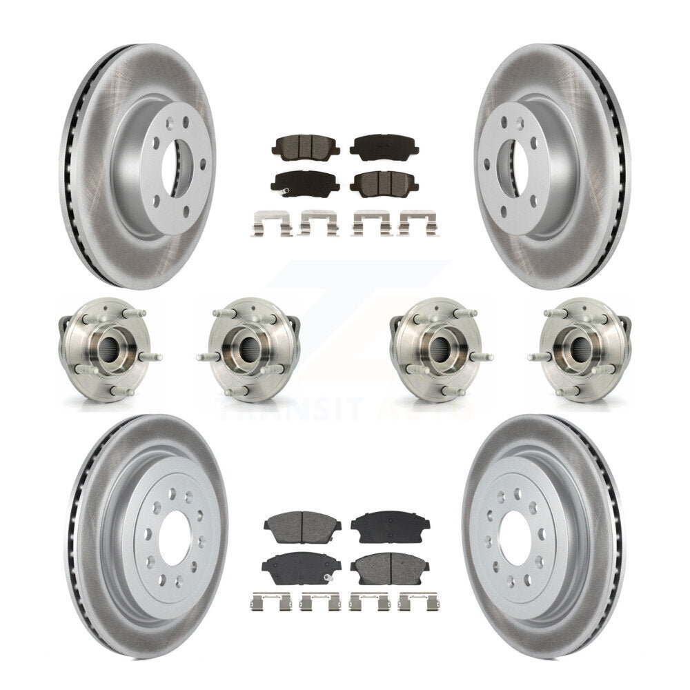 Hub Bearing Coated Brake Rotor & Pads Front Rear Kit (10Pc) For Cadillac ATS AWD