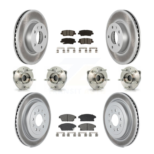 Hub Bearing Coated Brake Rotor & Pads Front Rear Kit (10Pc) For Cadillac ATS AWD