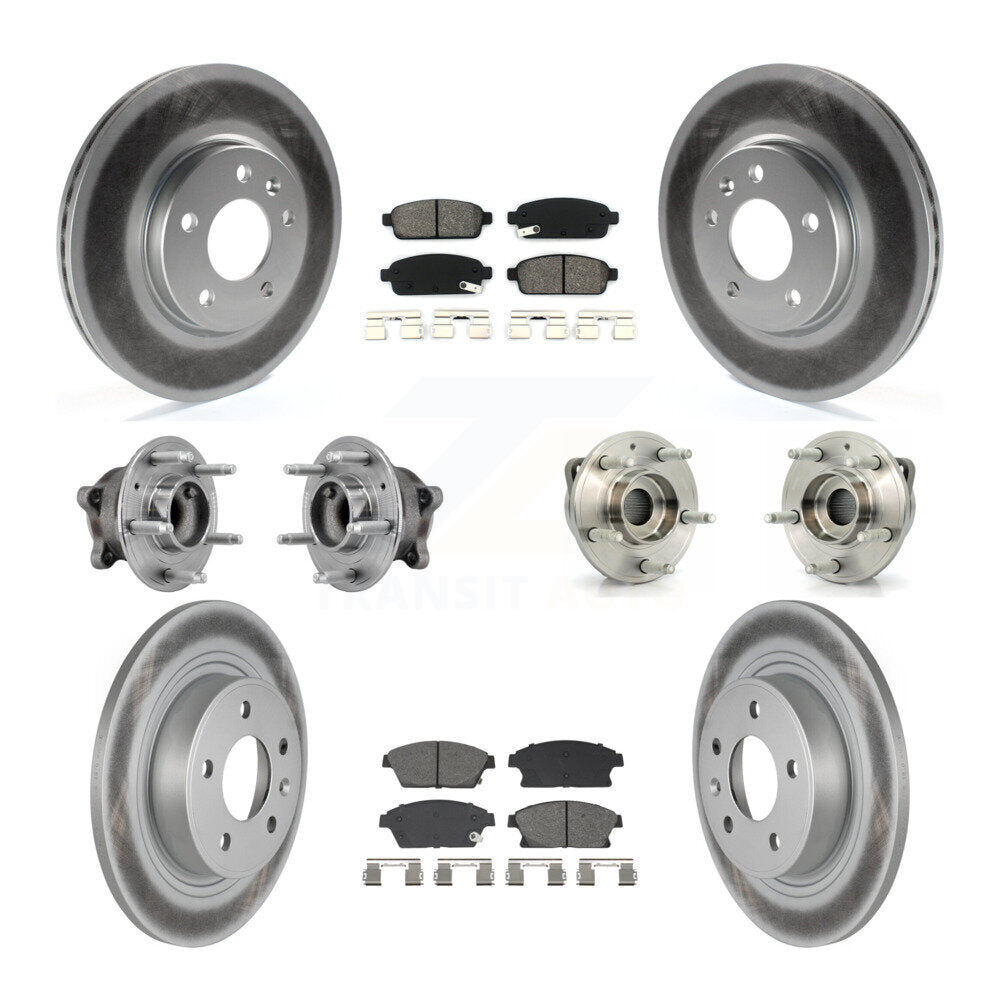 Hub Bearing Coated Brake Rotor & Pad Front Rear Kit (10Pc) For Buick Verano Volt