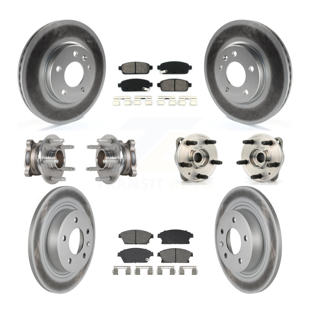 Hub Bearing Coated Brake Rotor And Pad Front Rear Kit (10Pc) For Chevrolet Cruze
