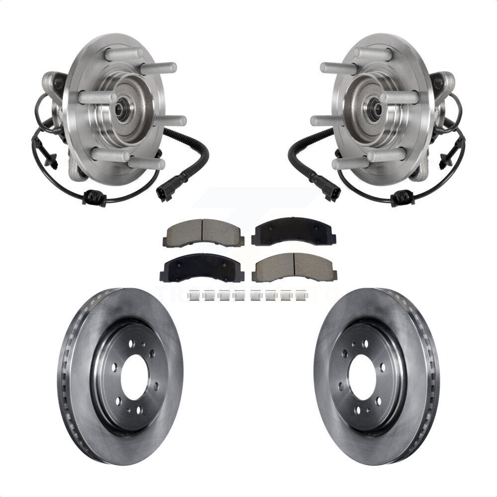 Hub Bearing Brake Rotor Pads Front Kit For Ford Expedition Lincoln Navigator 4WD