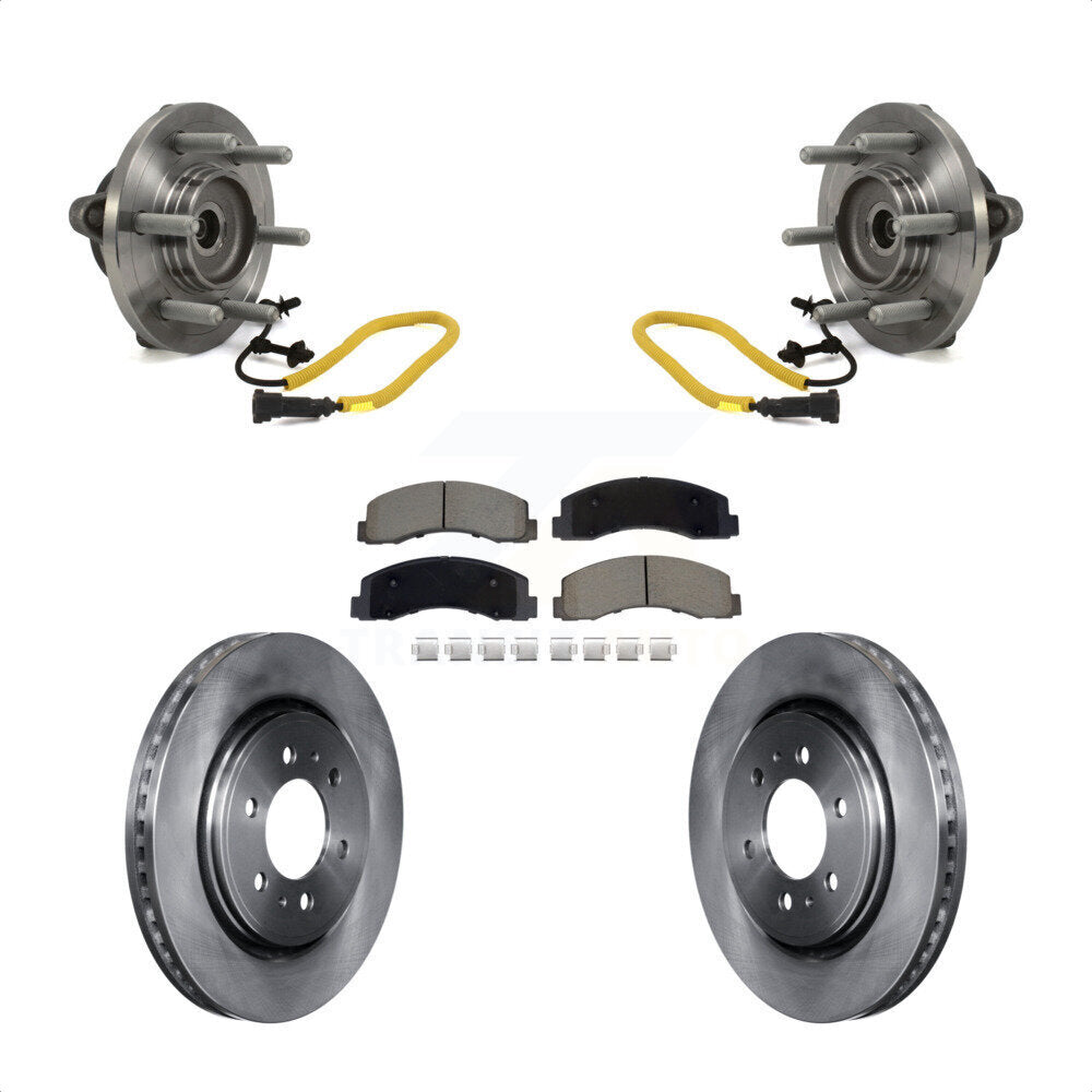 Hub Bearing Assembly Disc Brake Rotors And Ceramic Pads Front Kit For Ford F-150