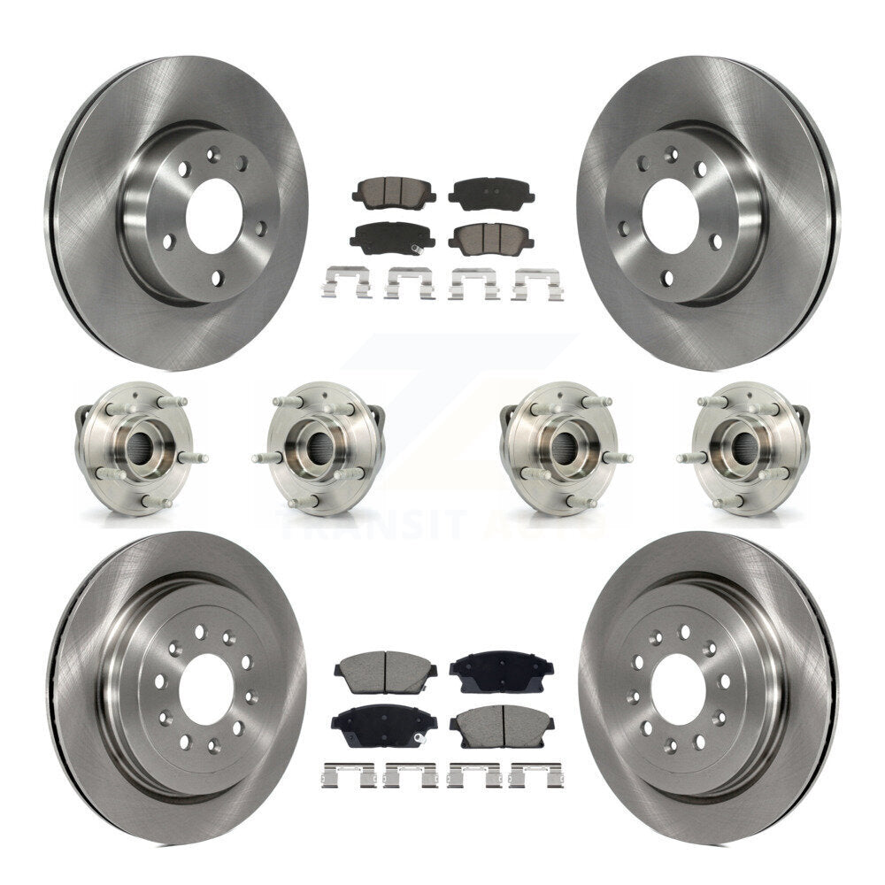Hub Bearing Brake Rotor Pad Front Rear Kit (10Pc) For 2013-2015 Cadillac ATS AWD