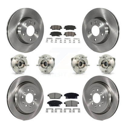 Hub Bearing Brake Rotor Pad Front Rear Kit (10Pc) For 2013-2015 Cadillac ATS AWD