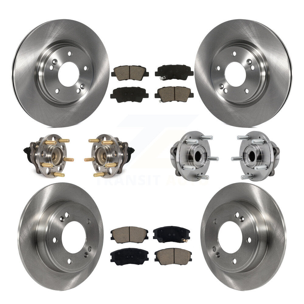 Hub Bearing Disc Brake Rotor And Ceramic Pads Front Rear Kit (10Pc) For Kia Soul