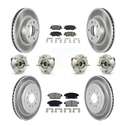 Hub Bearing Coated Brake Rotor & Pads Front Rear Kit (10Pc) For Cadillac ATS AWD