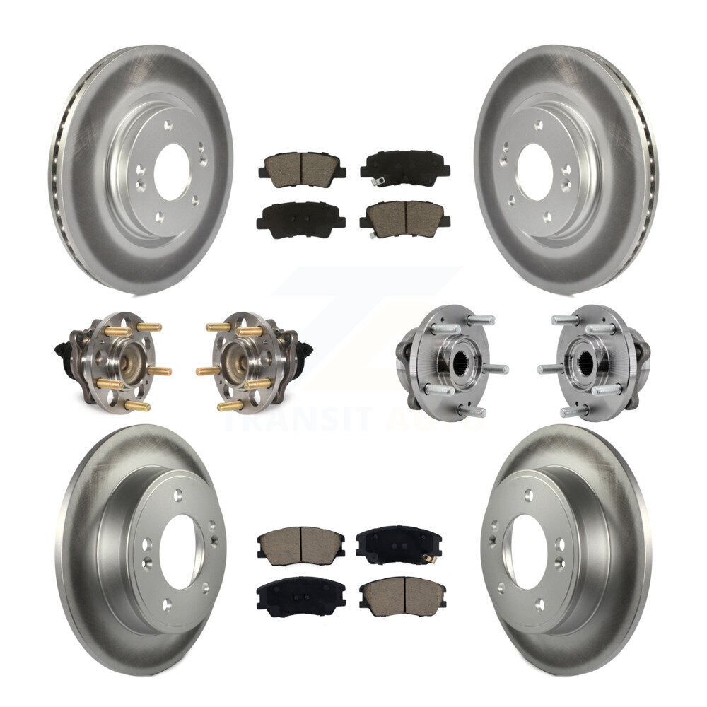 Hub Bearing Coated Disc Brake Rotors And Pads Front Rear Kit (10Pc) For Kia Soul