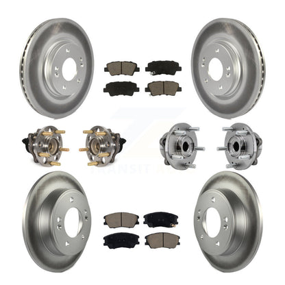 Hub Bearing Coated Disc Brake Rotors And Pads Front Rear Kit (10Pc) For Kia Soul