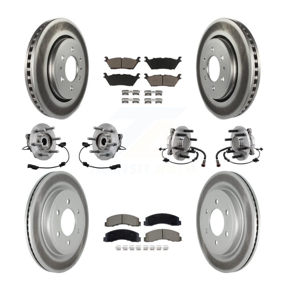 Hub Bearing Coated Brake Rotor Pad Front Rear Kit (10Pc) For Ford Expedition RWD