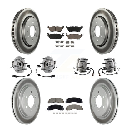 Hub Bearing Coated Brake Rotor Pad Front Rear Kit (10Pc) For Ford Expedition RWD