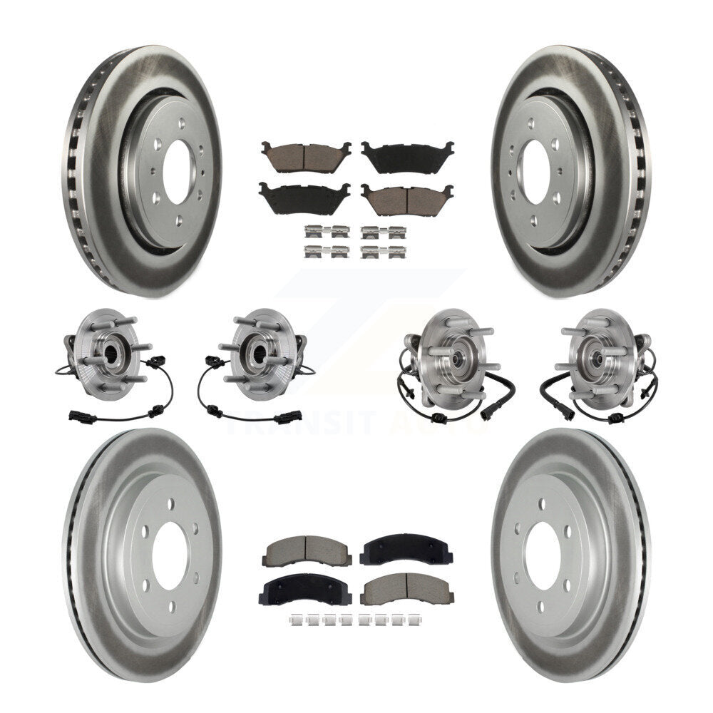 Hub Bearing Coated Brake Rotor Pad Front Rear Kit (10Pc) For Ford Expedition 4WD