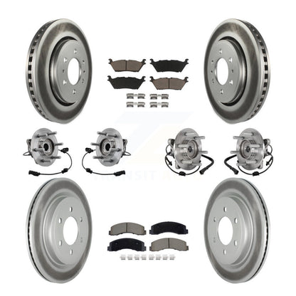 Hub Bearing Coated Brake Rotor Pad Front Rear Kit (10Pc) For Ford Expedition 4WD