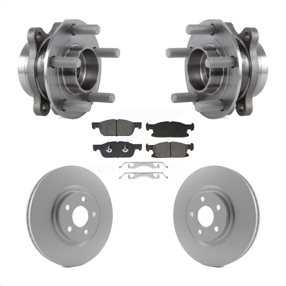 Hub Bearing Assembly Coated Brake Rotor & Pads Front Kit For Lincoln Continental