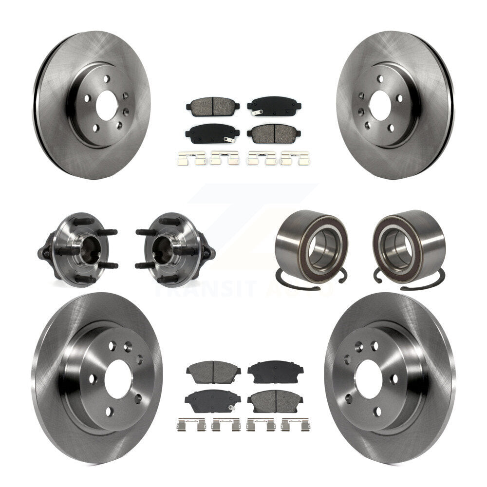 Hub Bearing Brake Rotor & Pad Front Rear Kit (10Pc) For Chevrolet Trax Buick FWD