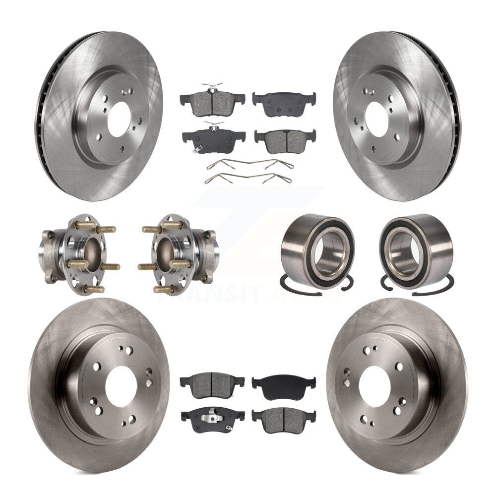 Hub Bearings Disc Brake Rotors And Pads Front Rear Kit (10Pc) For Honda Accord