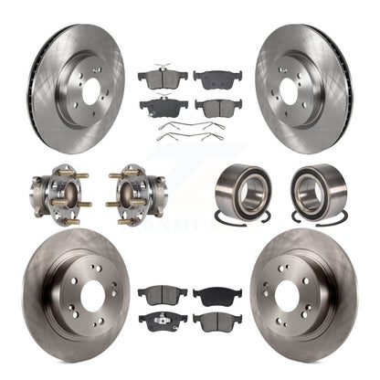 Hub Bearings Disc Brake Rotors And Pads Front Rear Kit (10Pc) For Honda Accord