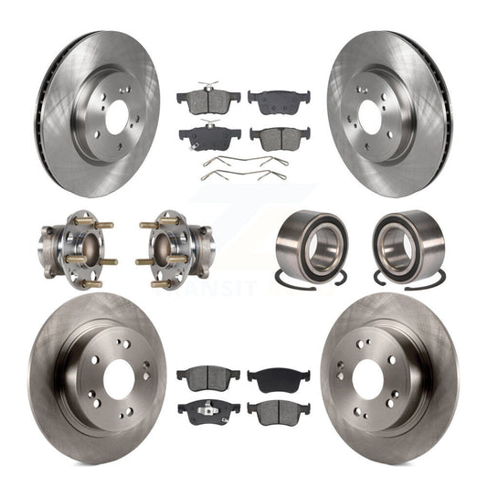 Hub Bearings Disc Brake Rotors And Pads Front Rear Kit (10Pc) For Honda Accord
