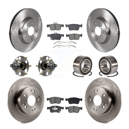Hub Bearings Disc Brake Rotors And Pads Front Rear Kit (10Pc) For Honda Accord
