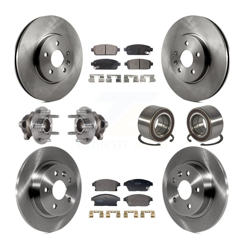Hub Bearing Brake Rotor Pad Front Rear Kit (10Pc) For Buick Encore Chevrolet FWD
