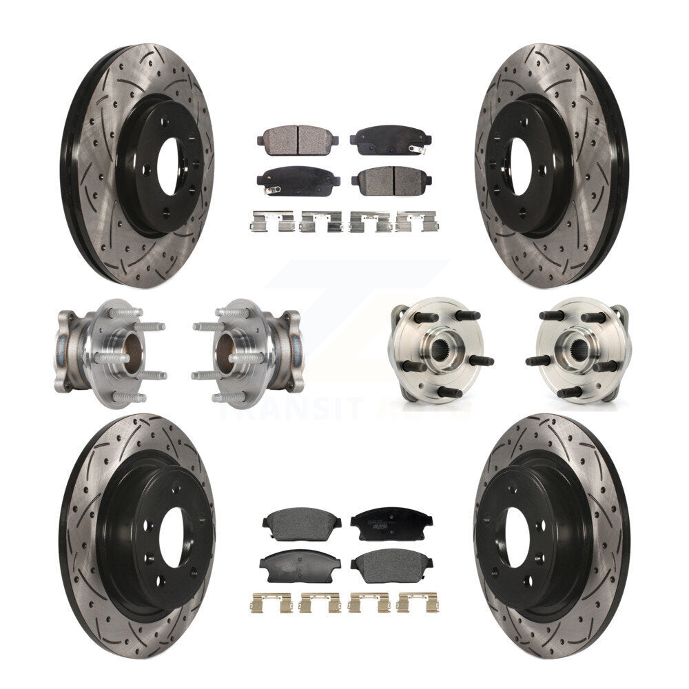 Hub Bearing Coated Brake Rotor And Pad Front Rear Kit (10Pc) For Chevrolet Cruze