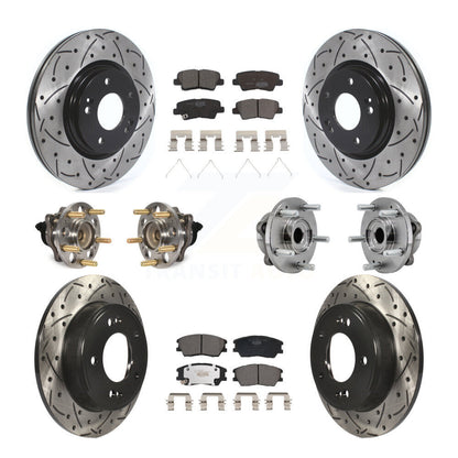Hub Bearing Coated Disc Brake Rotors And Pads Front Rear Kit (10Pc) For Kia Soul
