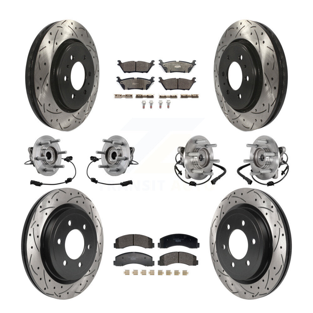 Hub Bearing Coated Brake Rotor Pad Front Rear Kit (10Pc) For Ford Expedition 4WD