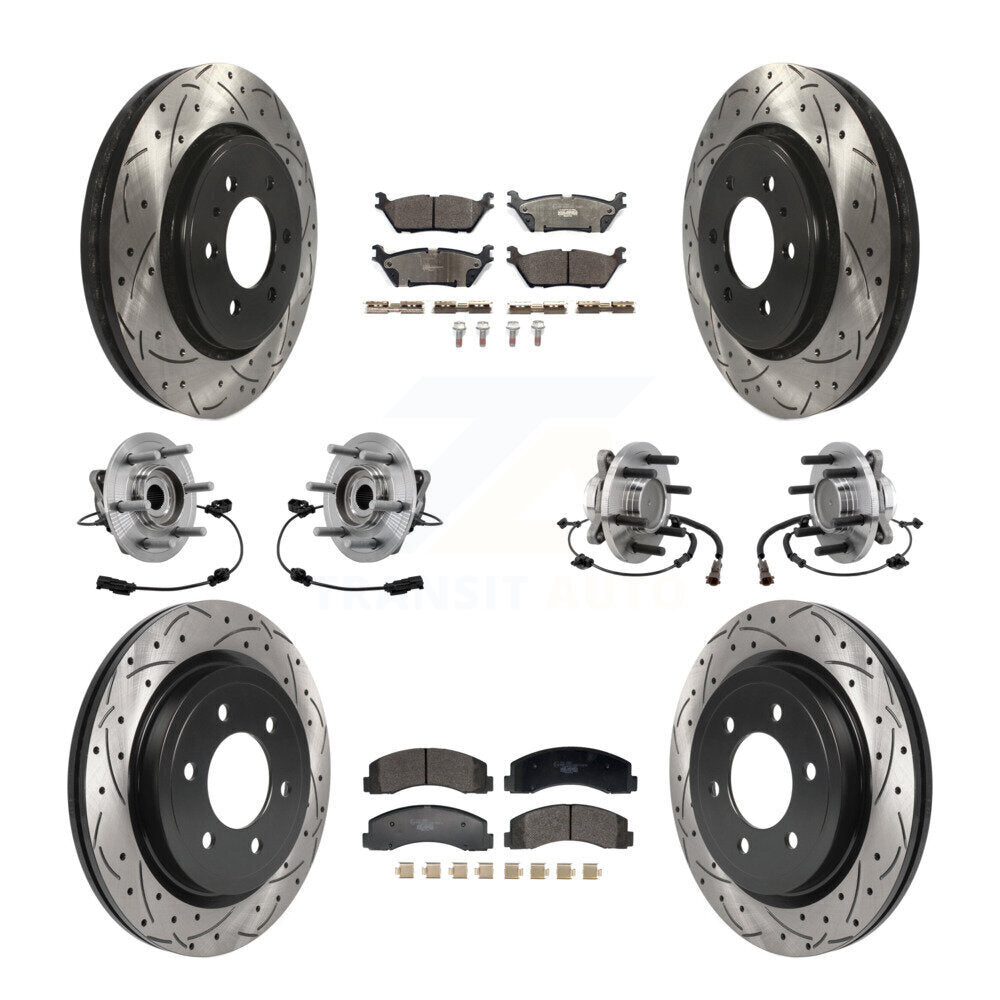 Hub Bearing Coated Brake Rotor Pad Front Rear Kit (10Pc) For Ford Expedition RWD