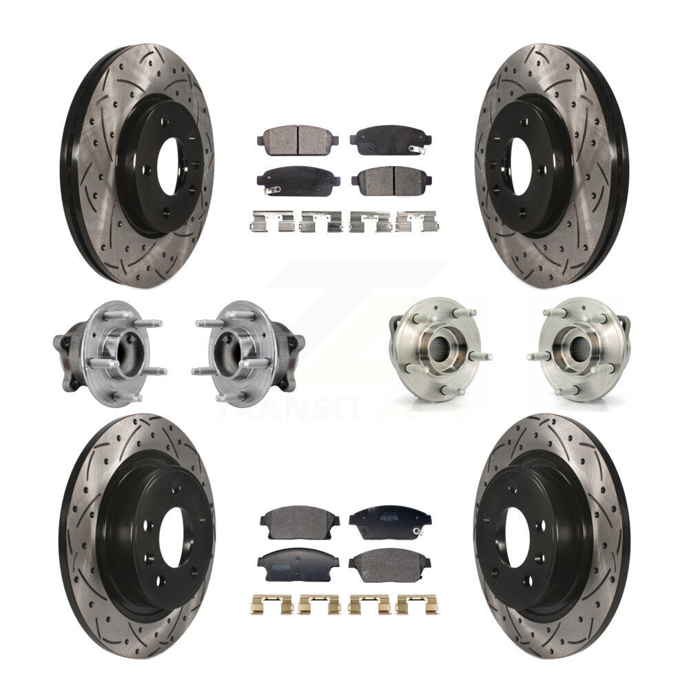 Hub Bearing Coated Brake Rotor & Pad Front Rear Kit (10Pc) For Buick Verano Volt