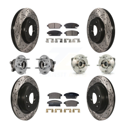 Hub Bearing Coated Brake Rotor & Pad Front Rear Kit (10Pc) For Buick Verano Volt