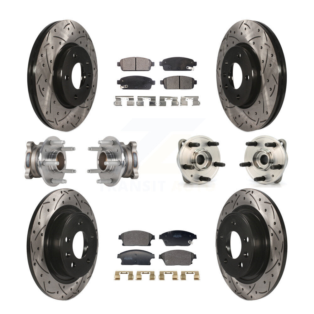 Hub Bearing Coated Brake Rotor And Pad Front Rear Kit (10Pc) For Chevrolet Cruze