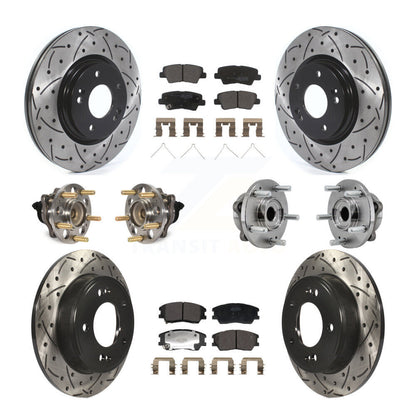 Hub Bearing Coated Disc Brake Rotors And Pads Front Rear Kit (10Pc) For Kia Soul