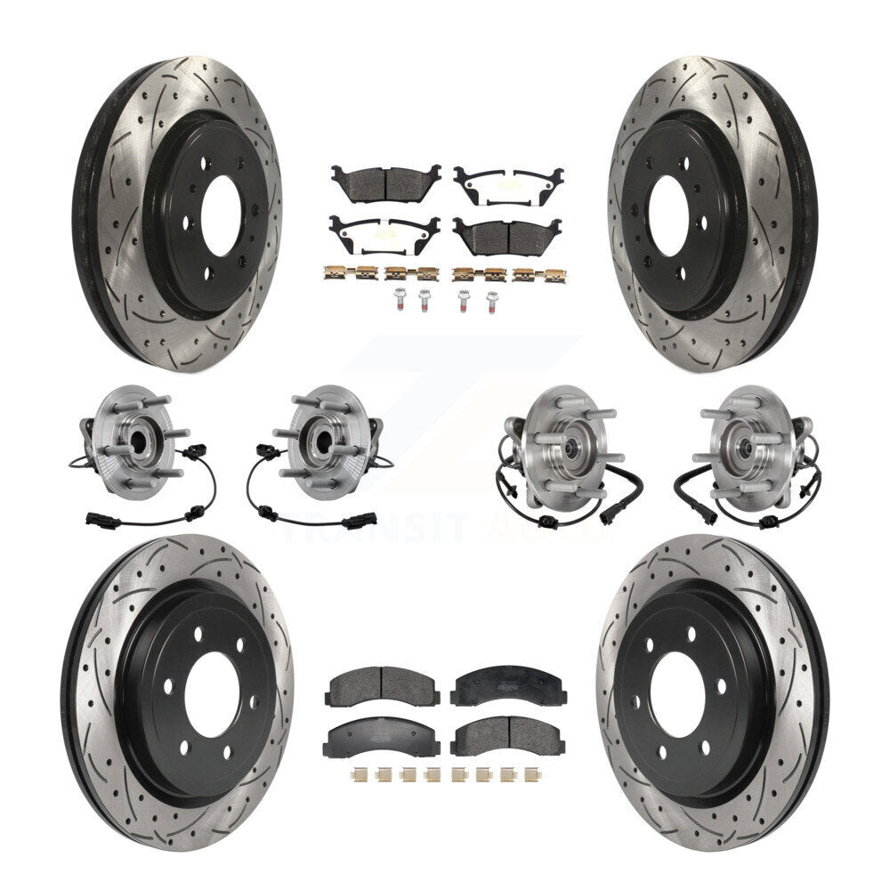 Hub Bearing Coated Brake Rotor Pad Front Rear Kit (10Pc) For Ford Expedition 4WD