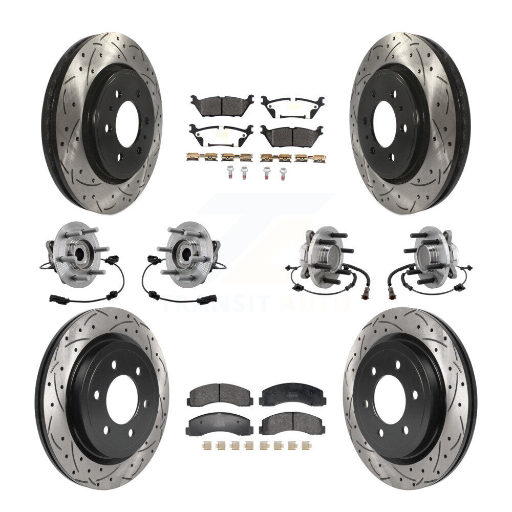 Hub Bearing Coated Brake Rotor Pad Front Rear Kit (10Pc) For Ford Expedition RWD