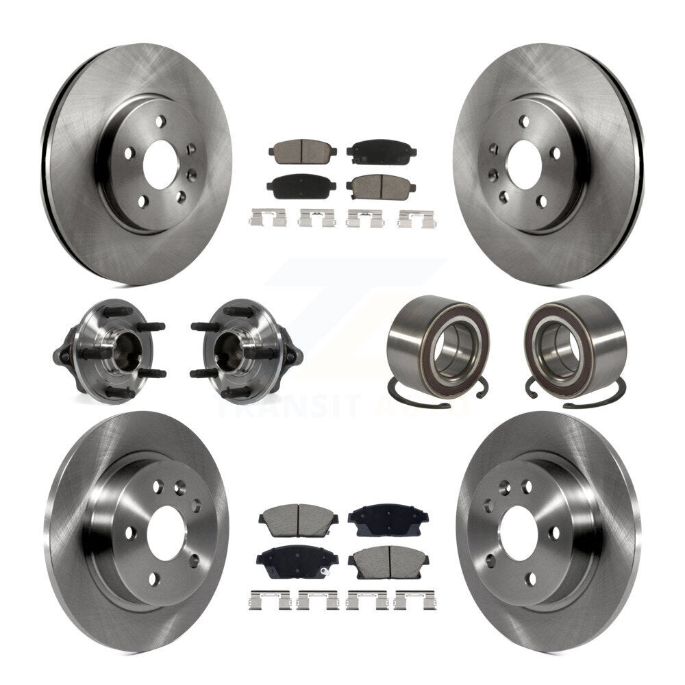 Hub Bearing Brake Rotor & Pad Front Rear Kit (10Pc) For Chevrolet Trax Buick FWD