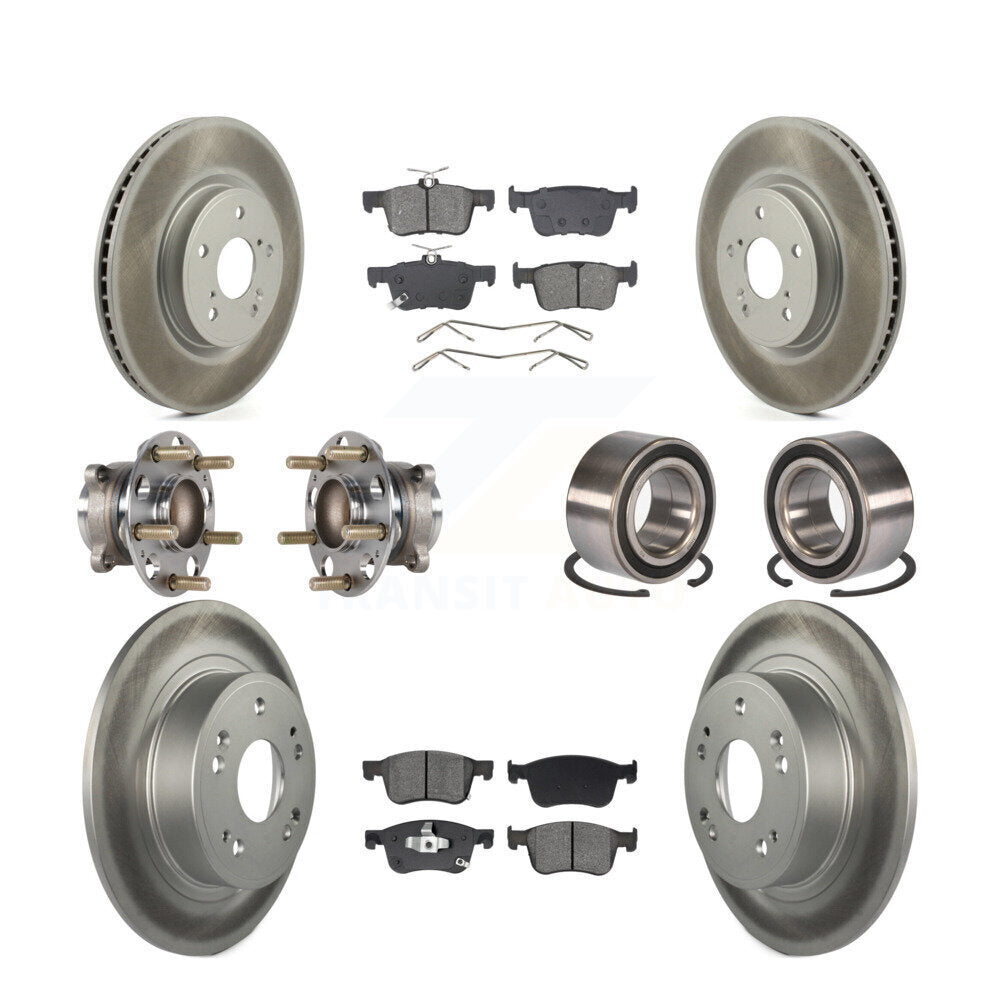 Hub Bearing Coated Disc Brake Rotor & Pad Front Rear Kit (10Pc) For Honda Accord