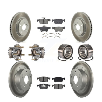 Hub Bearing Coated Disc Brake Rotor & Pad Front Rear Kit (10Pc) For Honda Accord