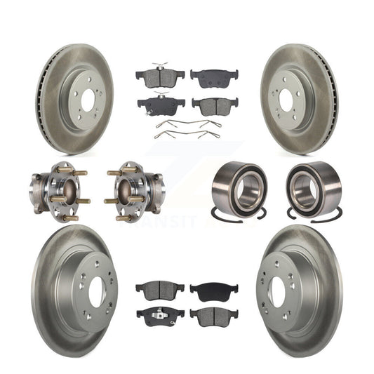 Hub Bearing Coated Disc Brake Rotor & Pad Front Rear Kit (10Pc) For Honda Accord