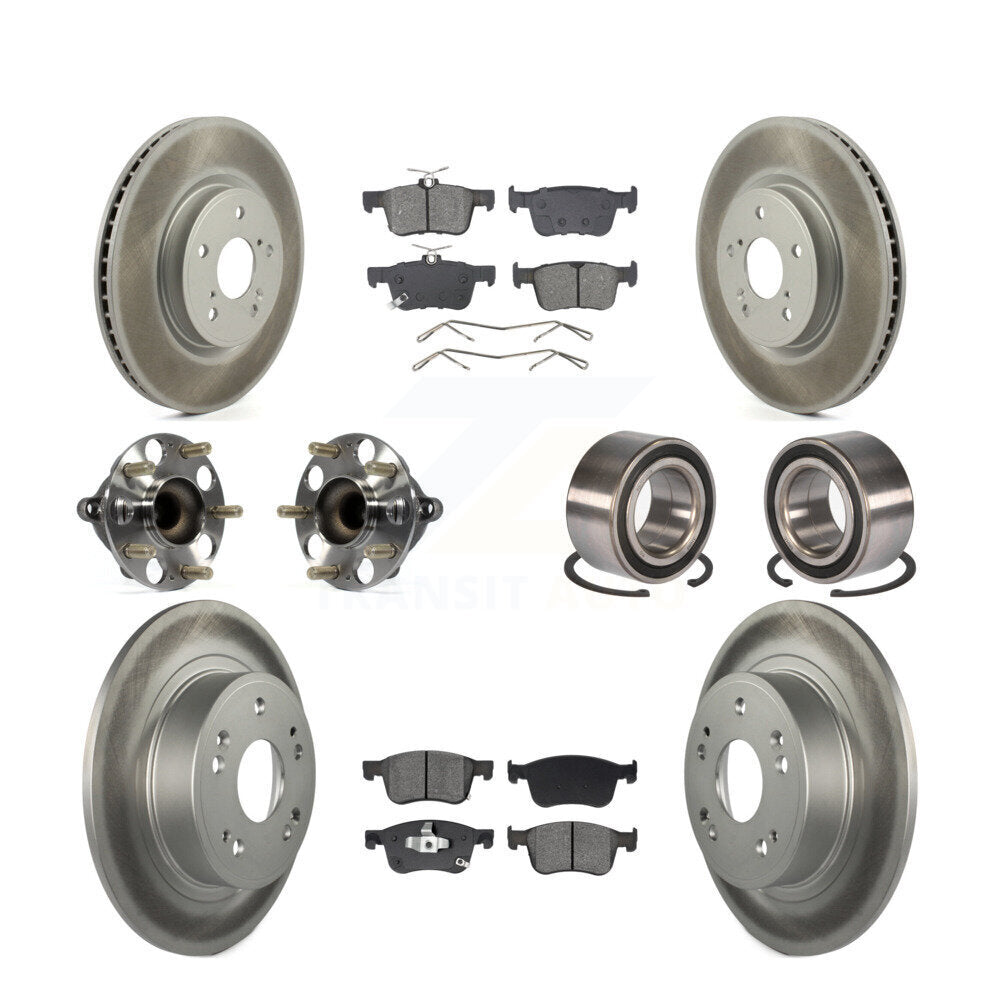 Hub Bearing Coated Disc Brake Rotor & Pad Front Rear Kit (10Pc) For Honda Accord