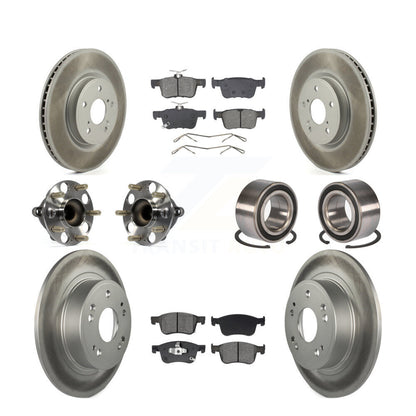 Hub Bearing Coated Disc Brake Rotor & Pad Front Rear Kit (10Pc) For Honda Accord