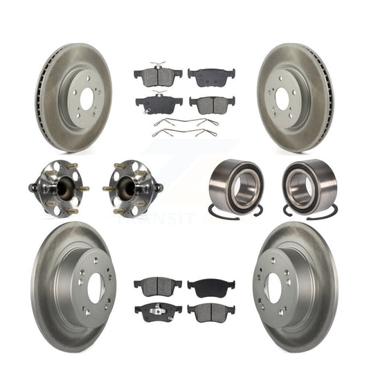 Hub Bearing Coated Disc Brake Rotor & Pad Front Rear Kit (10Pc) For Honda Accord
